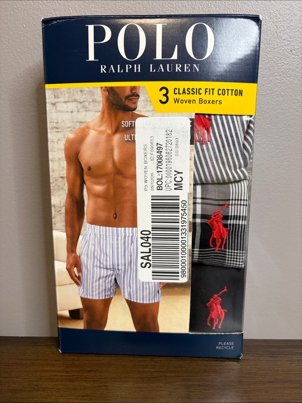 Polo by Ralph Lauren 3-Pack Classic Fit Cotton Boxers Size M NWT